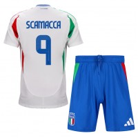 Italia Gianluca Scamacca #9 Bortedraktsett Barn EM 2024 Kortermet (+ Korte bukser)